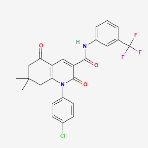 molecular formula C25H20ClF3N2O3 B4813727 1-(4-chlorophenyl)-7,7-dimethyl-2,5-dioxo-N-[3-(trifluoromethyl)phenyl]-1,2,5,6,7,8-hexahydroquinoline-3-carboxamide 