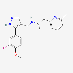 molecular formula C20H23FN4O B4813787 N-{[3-(3-fluoro-4-methoxyphenyl)-1H-pyrazol-4-yl]methyl}-1-(6-methyl-2-pyridinyl)-2-propanamine 