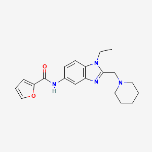 molecular formula C20H24N4O2 B4813792 N-{1-Ethyl-2-[(piperidin-1-YL)methyl]-1H-1,3-benzodiazol-5-YL}furan-2-carboxamide 