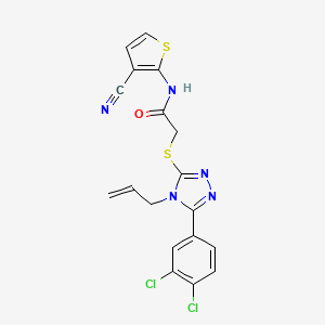 molecular formula C18H13Cl2N5OS2 B4813850 2-{[4-allyl-5-(3,4-dichlorophenyl)-4H-1,2,4-triazol-3-yl]thio}-N-(3-cyano-2-thienyl)acetamide 