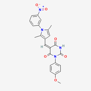 (5E)-5-{[2,5-dimethyl-1-(3-nitrophenyl)-1H-pyrrol-3-yl]methylidene}-1-(4-methoxyphenyl)pyrimidine-2,4,6(1H,3H,5H)-trione