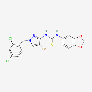 molecular formula C18H13BrCl2N4O2S B4813889 N-1,3-benzodioxol-5-yl-N'-[4-bromo-1-(2,4-dichlorobenzyl)-1H-pyrazol-3-yl]thiourea 