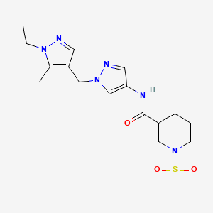 molecular formula C17H26N6O3S B4813938 N~3~-{1-[(1-ETHYL-5-METHYL-1H-PYRAZOL-4-YL)METHYL]-1H-PYRAZOL-4-YL}-1-(METHYLSULFONYL)-3-PIPERIDINECARBOXAMIDE 