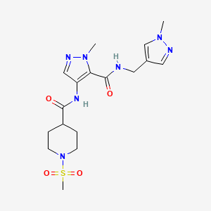 molecular formula C17H25N7O4S B4813964 N~4~-[1-METHYL-5-({[(1-METHYL-1H-PYRAZOL-4-YL)METHYL]AMINO}CARBONYL)-1H-PYRAZOL-4-YL]-1-(METHYLSULFONYL)-4-PIPERIDINECARBOXAMIDE 