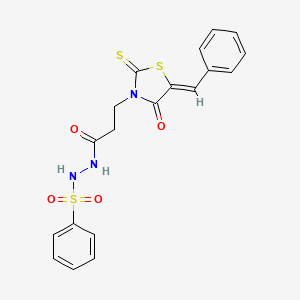 molecular formula C19H17N3O4S3 B4814030 3-(5-benzylidene-4-oxo-2-thioxo-1,3-thiazolidin-3-yl)-N'-(phenylsulfonyl)propanohydrazide 