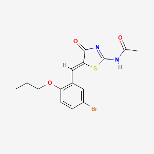 molecular formula C15H15BrN2O3S B4814055 N-[(5Z)-5-(5-bromo-2-propoxybenzylidene)-4-oxo-4,5-dihydro-1,3-thiazol-2-yl]acetamide 