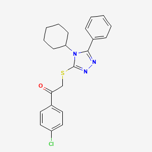 1-(4-chlorophenyl)-2-[(4-cyclohexyl-5-phenyl-4H-1,2,4-triazol-3-yl)thio]ethanone