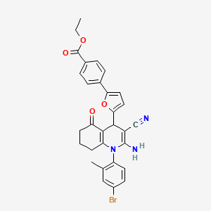 molecular formula C30H26BrN3O4 B4814144 ethyl 4-{5-[2-amino-1-(4-bromo-2-methylphenyl)-3-cyano-5-oxo-1,4,5,6,7,8-hexahydro-4-quinolinyl]-2-furyl}benzoate 