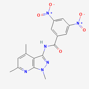 molecular formula C16H14N6O5 B4814227 3,5-DINITRO-N-{1,4,6-TRIMETHYL-1H-PYRAZOLO[3,4-B]PYRIDIN-3-YL}BENZAMIDE 