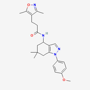 molecular formula C24H30N4O3 B4814257 3-(3,5-dimethyl-1,2-oxazol-4-yl)-N-[1-(4-methoxyphenyl)-6,6-dimethyl-5,7-dihydro-4H-indazol-4-yl]propanamide 