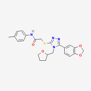 molecular formula C23H24N4O4S B4814289 2-{[5-(1,3-benzodioxol-5-yl)-4-(tetrahydro-2-furanylmethyl)-4H-1,2,4-triazol-3-yl]thio}-N-(4-methylphenyl)acetamide 