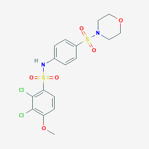 molecular formula C17H18Cl2N2O6S2 B481429 2,3-dichloro-4-methoxy-N-[4-(4-morpholinylsulfonyl)phenyl]benzenesulfonamide CAS No. 578752-63-3