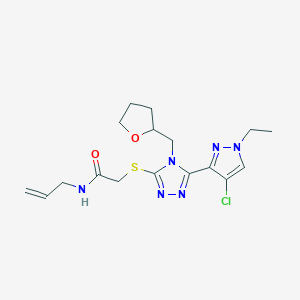 molecular formula C17H23ClN6O2S B4814302 N~1~-ALLYL-2-{[5-(4-CHLORO-1-ETHYL-1H-PYRAZOL-3-YL)-4-(TETRAHYDRO-2-FURANYLMETHYL)-4H-1,2,4-TRIAZOL-3-YL]SULFANYL}ACETAMIDE 