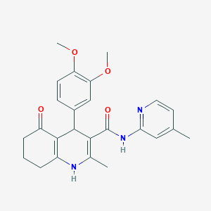 molecular formula C25H27N3O4 B4814337 4-(3,4-dimethoxyphenyl)-2-methyl-N-(4-methyl-2-pyridinyl)-5-oxo-1,4,5,6,7,8-hexahydro-3-quinolinecarboxamide 