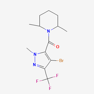 molecular formula C13H17BrF3N3O B4814425 1-{[4-bromo-1-methyl-3-(trifluoromethyl)-1H-pyrazol-5-yl]carbonyl}-2,6-dimethylpiperidine 