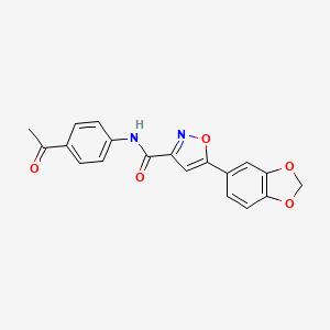 molecular formula C19H14N2O5 B4814612 N-(4-acetylphenyl)-5-(1,3-benzodioxol-5-yl)-1,2-oxazole-3-carboxamide 