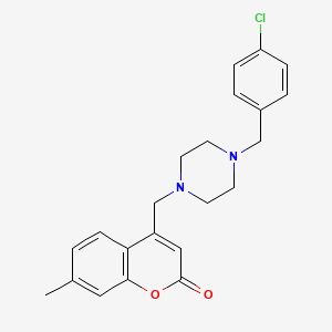 molecular formula C22H23ClN2O2 B4814624 4-({4-[(4-CHLOROPHENYL)METHYL]PIPERAZIN-1-YL}METHYL)-7-METHYL-2H-CHROMEN-2-ONE 