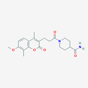 1-[3-(7-methoxy-4,8-dimethyl-2-oxo-2H-chromen-3-yl)propanoyl]piperidine-4-carboxamide