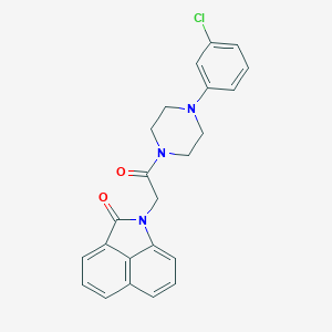 molecular formula C23H20ClN3O2 B481468 1-{2-[4-(3-chlorophenyl)-1-piperazinyl]-2-oxoethyl}benzo[cd]indol-2(1H)-one CAS No. 667880-10-6
