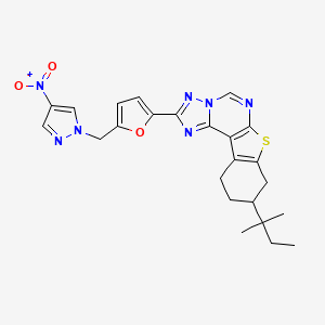 molecular formula C24H25N7O3S B4814681 2-{5-[(4-NITRO-1H-PYRAZOL-1-YL)METHYL]-2-FURYL}-9-(TERT-PENTYL)-8,9,10,11-TETRAHYDRO[1]BENZOTHIENO[3,2-E][1,2,4]TRIAZOLO[1,5-C]PYRIMIDINE 