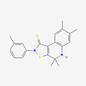 molecular formula C21H22N2S2 B4814699 4,4,7,8-tetramethyl-2-(3-methylphenyl)-4,5-dihydroisothiazolo[5,4-c]quinoline-1(2H)-thione 