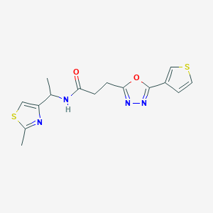 molecular formula C15H16N4O2S2 B4814738 N-[1-(2-methyl-1,3-thiazol-4-yl)ethyl]-3-[5-(3-thienyl)-1,3,4-oxadiazol-2-yl]propanamide 