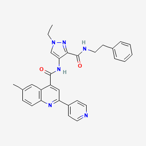 N-(1-ethyl-3-{[(2-phenylethyl)amino]carbonyl}-1H-pyrazol-4-yl)-6-methyl-2-(4-pyridinyl)-4-quinolinecarboxamide