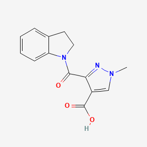 molecular formula C14H13N3O3 B4814781 3-(2,3-dihydro-1H-indol-1-ylcarbonyl)-1-methyl-1H-pyrazole-4-carboxylic acid 