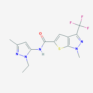 N-(1-ethyl-3-methyl-1H-pyrazol-5-yl)-1-methyl-3-(trifluoromethyl)-1H-thieno[2,3-c]pyrazole-5-carboxamide