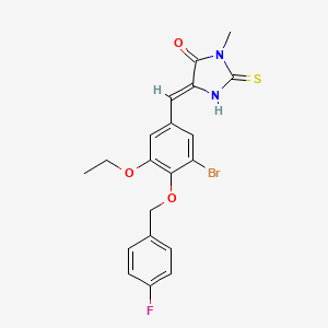 molecular formula C20H18BrFN2O3S B4814805 5-{3-bromo-5-ethoxy-4-[(4-fluorobenzyl)oxy]benzylidene}-3-methyl-2-thioxo-4-imidazolidinone 