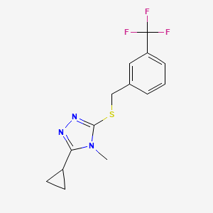 molecular formula C14H14F3N3S B4814816 3-cyclopropyl-4-methyl-5-{[3-(trifluoromethyl)benzyl]sulfanyl}-4H-1,2,4-triazole 