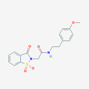 molecular formula C18H18N2O5S B481485 2-(1,1-dioxido-3-oxo-1,2-benzisothiazol-2(3H)-yl)-N-[2-(4-methoxyphenyl)ethyl]acetamide CAS No. 503284-78-4
