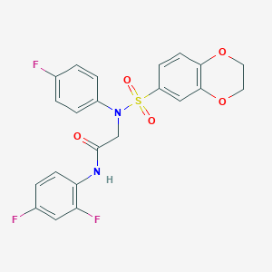 molecular formula C22H17F3N2O5S B481488 N-(2,4-difluorophenyl)-2-[(2,3-dihydro-1,4-benzodioxin-6-ylsulfonyl)-4-fluoroanilino]acetamide CAS No. 573936-66-0