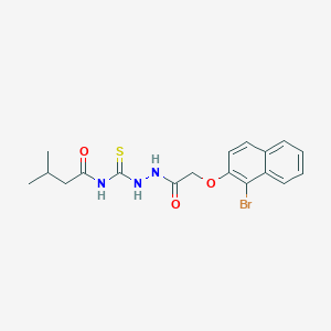 molecular formula C18H20BrN3O3S B4814943 N-[(2-{[(1-bromo-2-naphthyl)oxy]acetyl}hydrazino)carbonothioyl]-3-methylbutanamide 