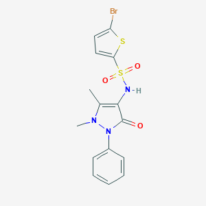 molecular formula C15H14BrN3O3S2 B481498 5-bromo-N-(1,5-dimethyl-3-oxo-2-phenyl-2,3-dihydro-1H-pyrazol-4-yl)-2-thiophenesulfonamide CAS No. 573945-27-4