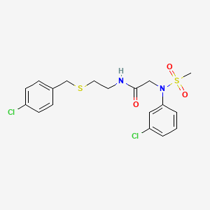 molecular formula C18H20Cl2N2O3S2 B4814980 N~1~-{2-[(4-chlorobenzyl)thio]ethyl}-N~2~-(3-chlorophenyl)-N~2~-(methylsulfonyl)glycinamide 