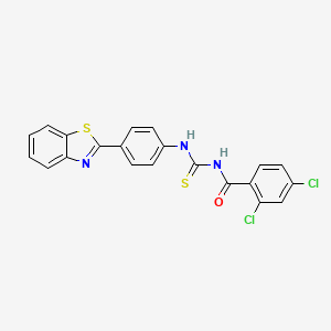 molecular formula C21H13Cl2N3OS2 B4814987 N-({[4-(1,3-benzothiazol-2-yl)phenyl]amino}carbonothioyl)-2,4-dichlorobenzamide 