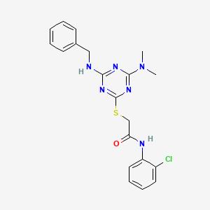 molecular formula C20H21ClN6OS B4815026 2-{[4-(benzylamino)-6-(dimethylamino)-1,3,5-triazin-2-yl]thio}-N-(2-chlorophenyl)acetamide 