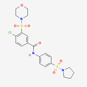 molecular formula C21H24ClN3O6S2 B4815073 4-chloro-3-(4-morpholinylsulfonyl)-N-[4-(1-pyrrolidinylsulfonyl)phenyl]benzamide 