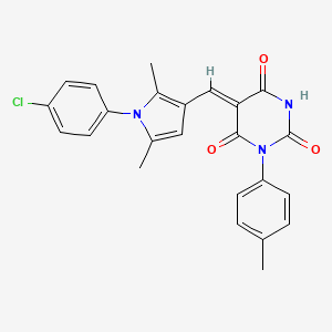 (5Z)-5-{[1-(4-Chlorophenyl)-2,5-dimethyl-1H-pyrrol-3-YL]methylidene}-1-(4-methylphenyl)-1,3-diazinane-2,4,6-trione