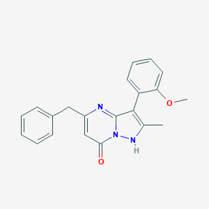 molecular formula C21H19N3O2 B481510 5-benzyl-3-(2-methoxyphenyl)-2-methylpyrazolo[1,5-a]pyrimidin-7(4H)-one CAS No. 723740-26-9