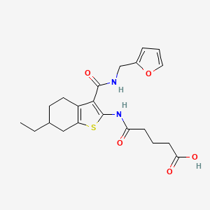 molecular formula C21H26N2O5S B4815119 4-[(6-ETHYL-3-{[(FURAN-2-YL)METHYL]CARBAMOYL}-4,5,6,7-TETRAHYDRO-1-BENZOTHIOPHEN-2-YL)CARBAMOYL]BUTANOIC ACID 