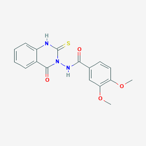 molecular formula C17H15N3O4S B4815254 N-(2-mercapto-4-oxo-3(4H)-quinazolinyl)-3,4-dimethoxybenzamide 