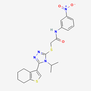 molecular formula C21H23N5O3S2 B4815275 2-{[4-isopropyl-5-(4,5,6,7-tetrahydro-1-benzothien-3-yl)-4H-1,2,4-triazol-3-yl]thio}-N-(3-nitrophenyl)acetamide 