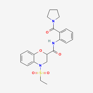 4-(ethylsulfonyl)-N-[2-(1-pyrrolidinylcarbonyl)phenyl]-3,4-dihydro-2H-1,4-benzoxazine-2-carboxamide