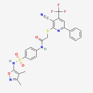 molecular formula C26H20F3N5O4S2 B4815343 2-{[3-cyano-6-phenyl-4-(trifluoromethyl)-2-pyridinyl]thio}-N-(4-{[(3,4-dimethyl-5-isoxazolyl)amino]sulfonyl}phenyl)acetamide 