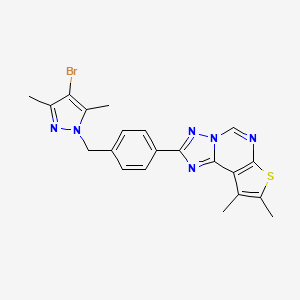 2-{4-[(4-bromo-3,5-dimethyl-1H-pyrazol-1-yl)methyl]phenyl}-8,9-dimethylthieno[3,2-e][1,2,4]triazolo[1,5-c]pyrimidine