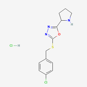 molecular formula C13H15Cl2N3OS B4815415 2-[(4-chlorobenzyl)thio]-5-(2-pyrrolidinyl)-1,3,4-oxadiazole hydrochloride 