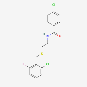 4-chloro-N-[2-[(2-chloro-6-fluorophenyl)methylsulfanyl]ethyl]benzamide