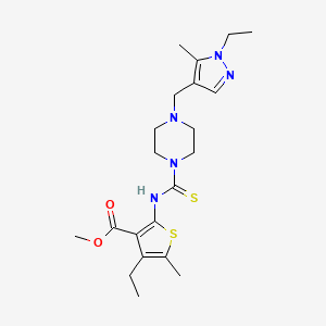 molecular formula C21H31N5O2S2 B4815498 methyl 4-ethyl-2-[({4-[(1-ethyl-5-methyl-1H-pyrazol-4-yl)methyl]-1-piperazinyl}carbonothioyl)amino]-5-methyl-3-thiophenecarboxylate 